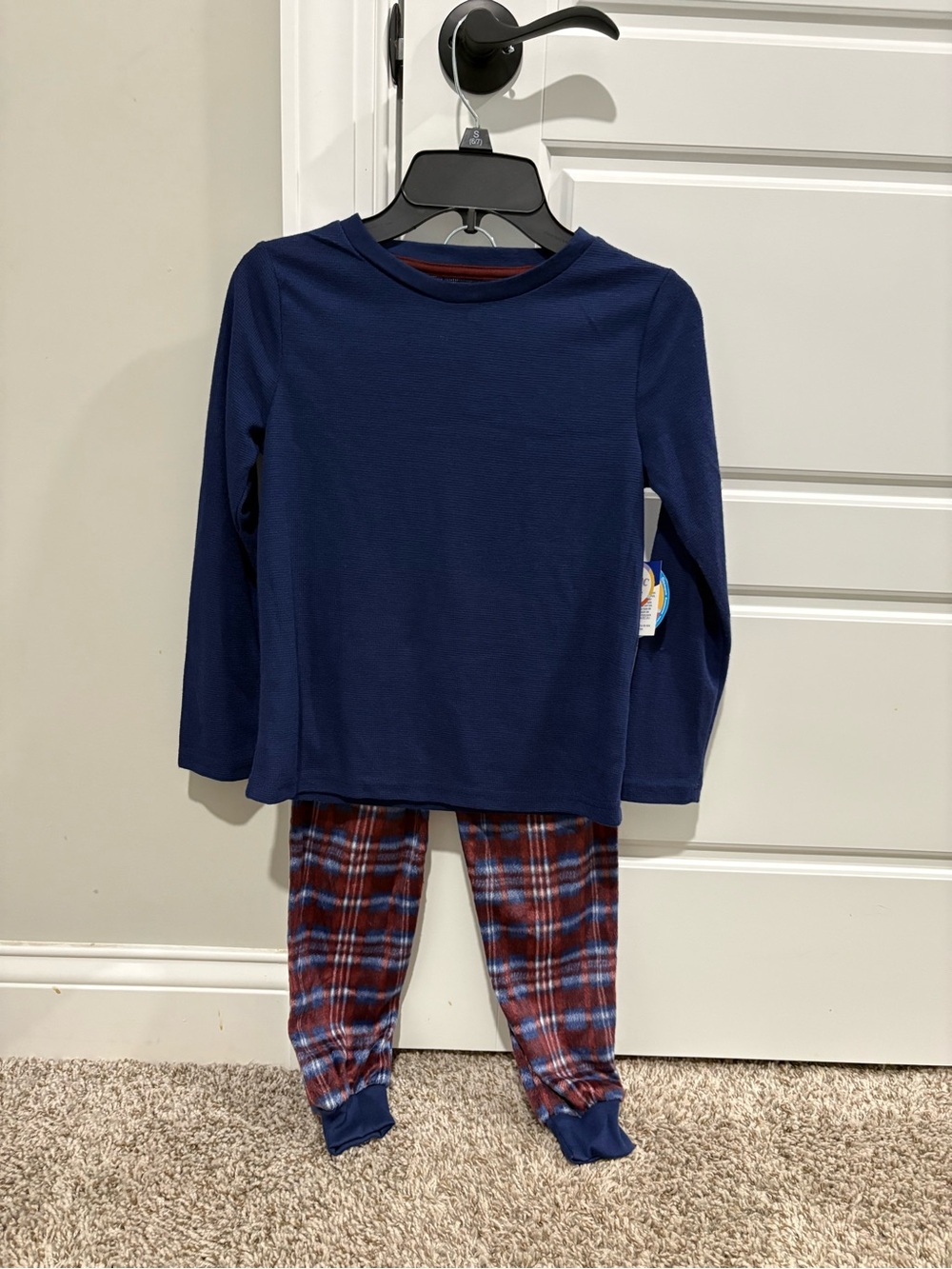Sleep On It Navy Top with Red & Blue Plaid Pajama Pants